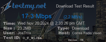 Speed Test Result