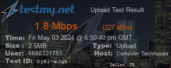 Speed Test Result