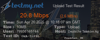 Speed Test Result