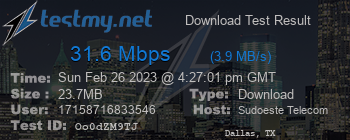 Speed Test Result