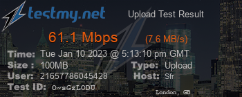 Speed Test Result