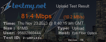 Speed Test Result