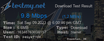 Speed Test Result