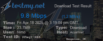 Speed Test Result