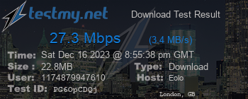 Speed Test Result