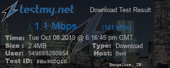 Speed Test Result