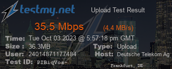 Speed Test Result