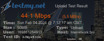 Speed Test Result