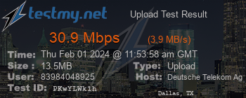 Speed Test Result