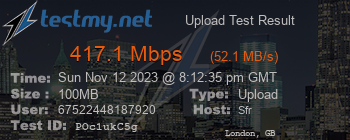 Speed Test Result