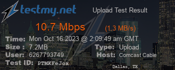 Speed Test Result