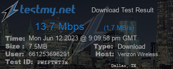 Speed Test Result