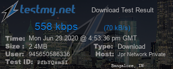Speed Test Result