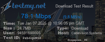 Speed Test Result