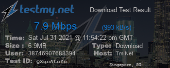 Speed Test Result