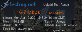 Speed Test Result