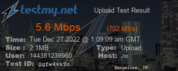 Speed Test Result