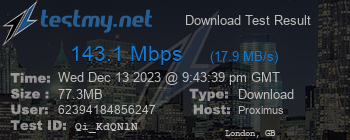 Speed Test Result