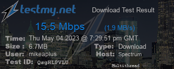 Speed Test Result