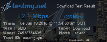 Speed Test Result