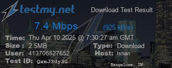 Speed Test Result