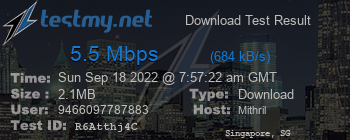 Speed Test Result