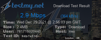 Speed Test Result