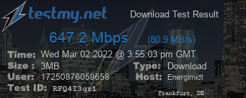 Speed Test Result