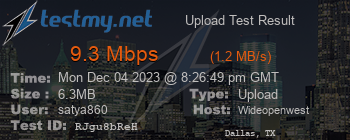 Speed Test Result