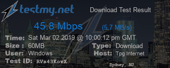 Speed Test Result