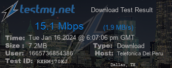 Speed Test Result