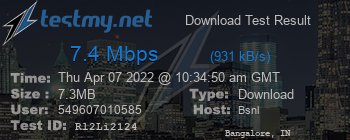 Speed Test Result