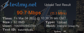 Speed Test Result