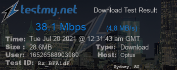 Speed Test Result