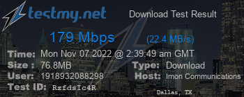 Speed Test Result