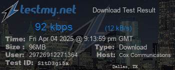 Speed Test Result