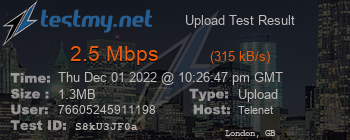 Speed Test Result