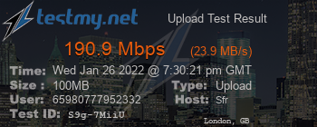 Speed Test Result