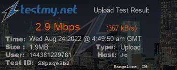 Speed Test Result