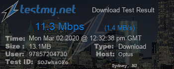 Speed Test Result