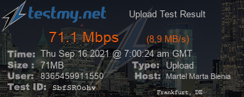 Speed Test Result