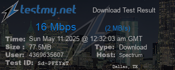 Speed Test Result
