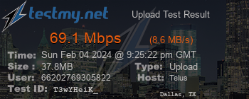 Speed Test Result