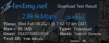 Speed Test Result