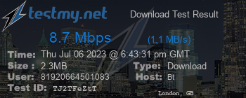 Speed Test Result