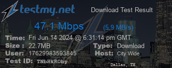 Speed Test Result