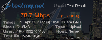 Speed Test Result