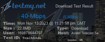 Speed Test Result