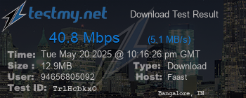 Speed Test Result