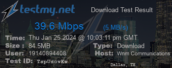 Speed Test Result